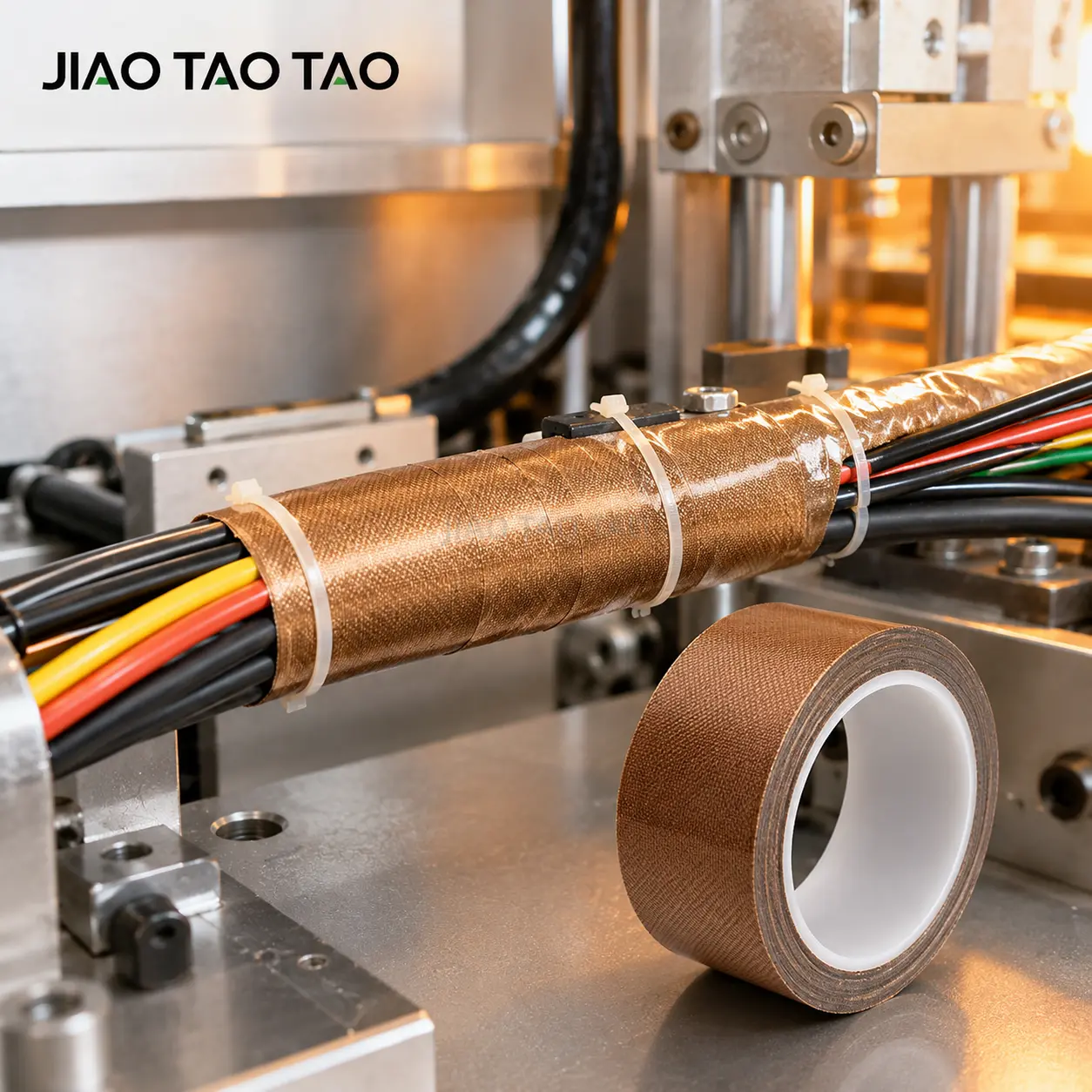 PTFE fiberglass tape material structure with PTFE surface fiberglass cloth and silicone adhesive